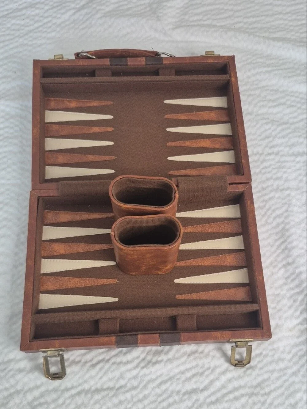 Vintage-Style Men's Brown Travel Briefcase with Dark Brown Stripes